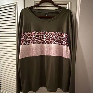 Green Color block Top